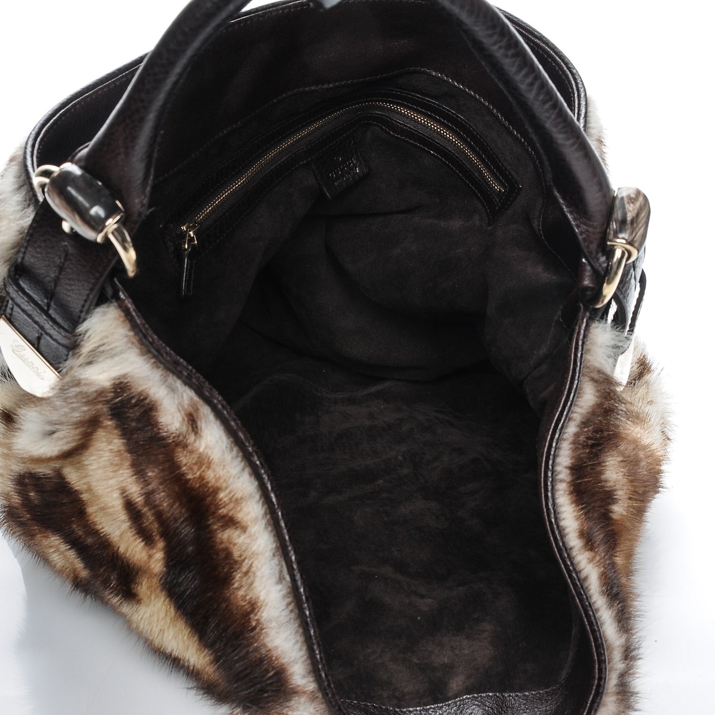 Leopard Print Fur Large Signoria Hobo Dark Brown