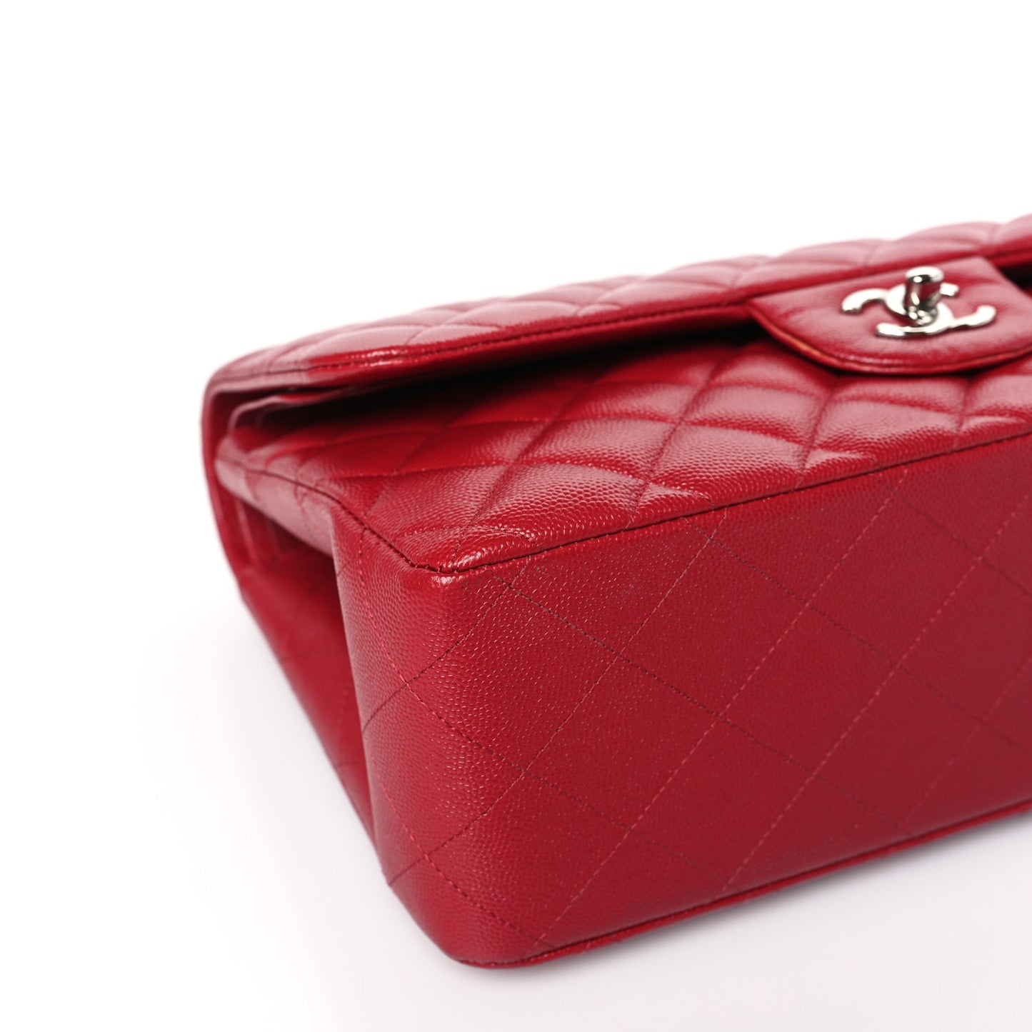 Caviar Quilted Jumbo Double Flap Red