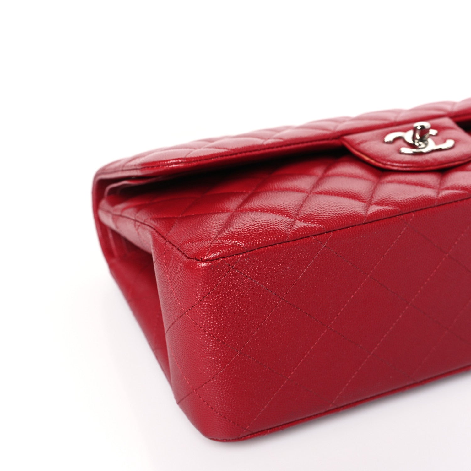 Chanel Caviar Quilted Jumbo Double Flap Red 8 of 9