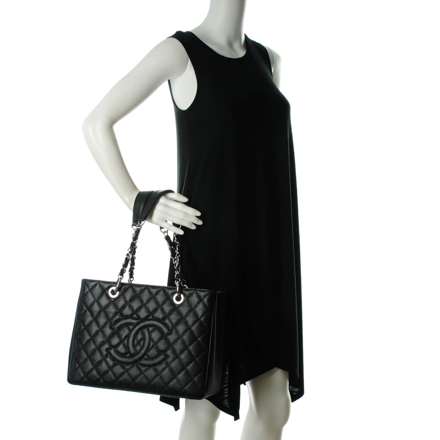 Caviar Quilted Grand Shopping Tote GST Black