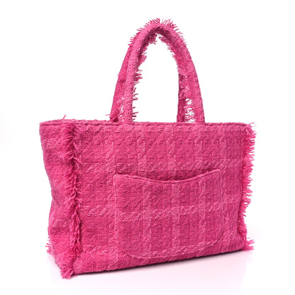 Chanel Wool Tweed Medium Zipped Shopping Tote Pink 3 of 9