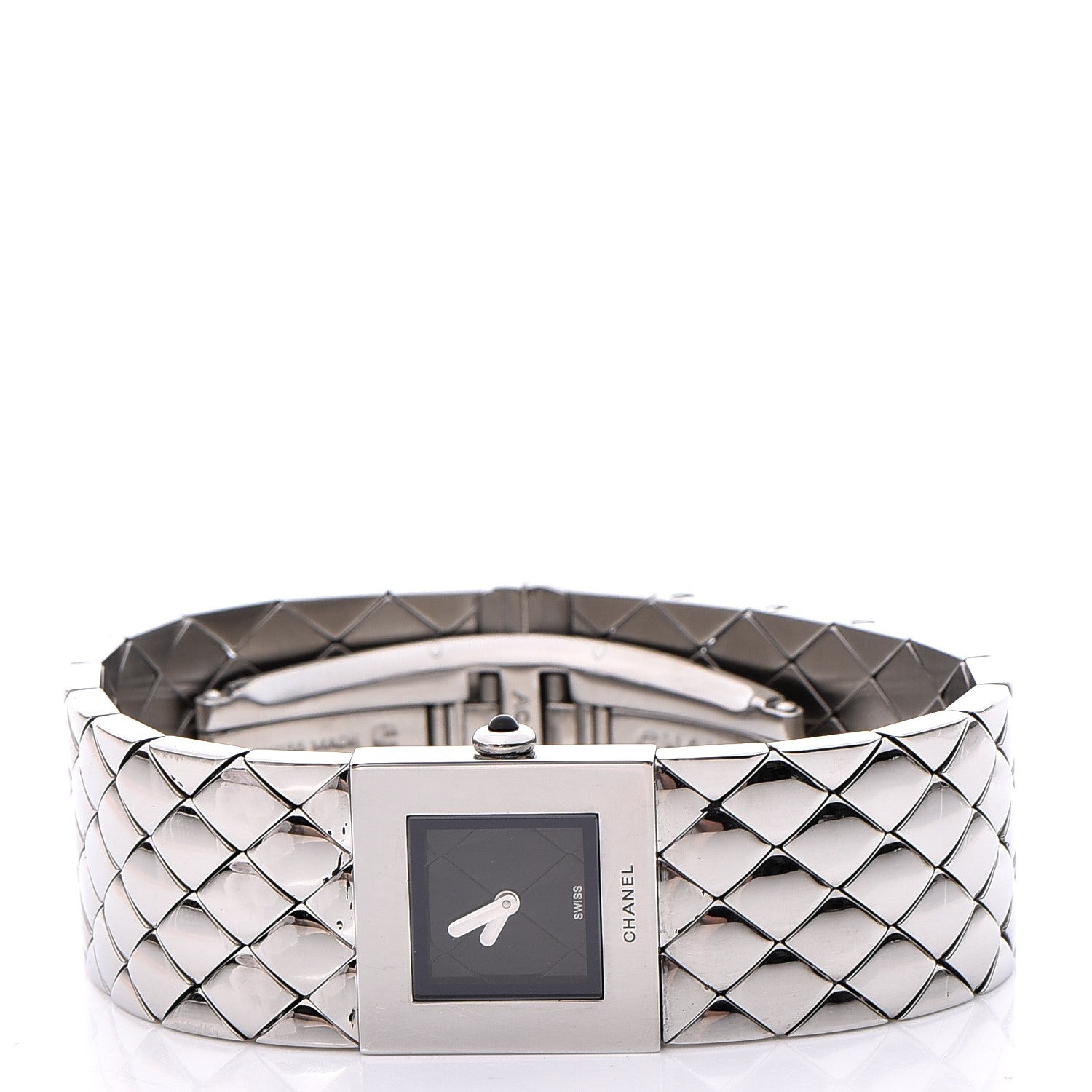 Chanel Stainless Steel 19mm Quilted Matelasse Acier Quartz Watch Black 3 of 8