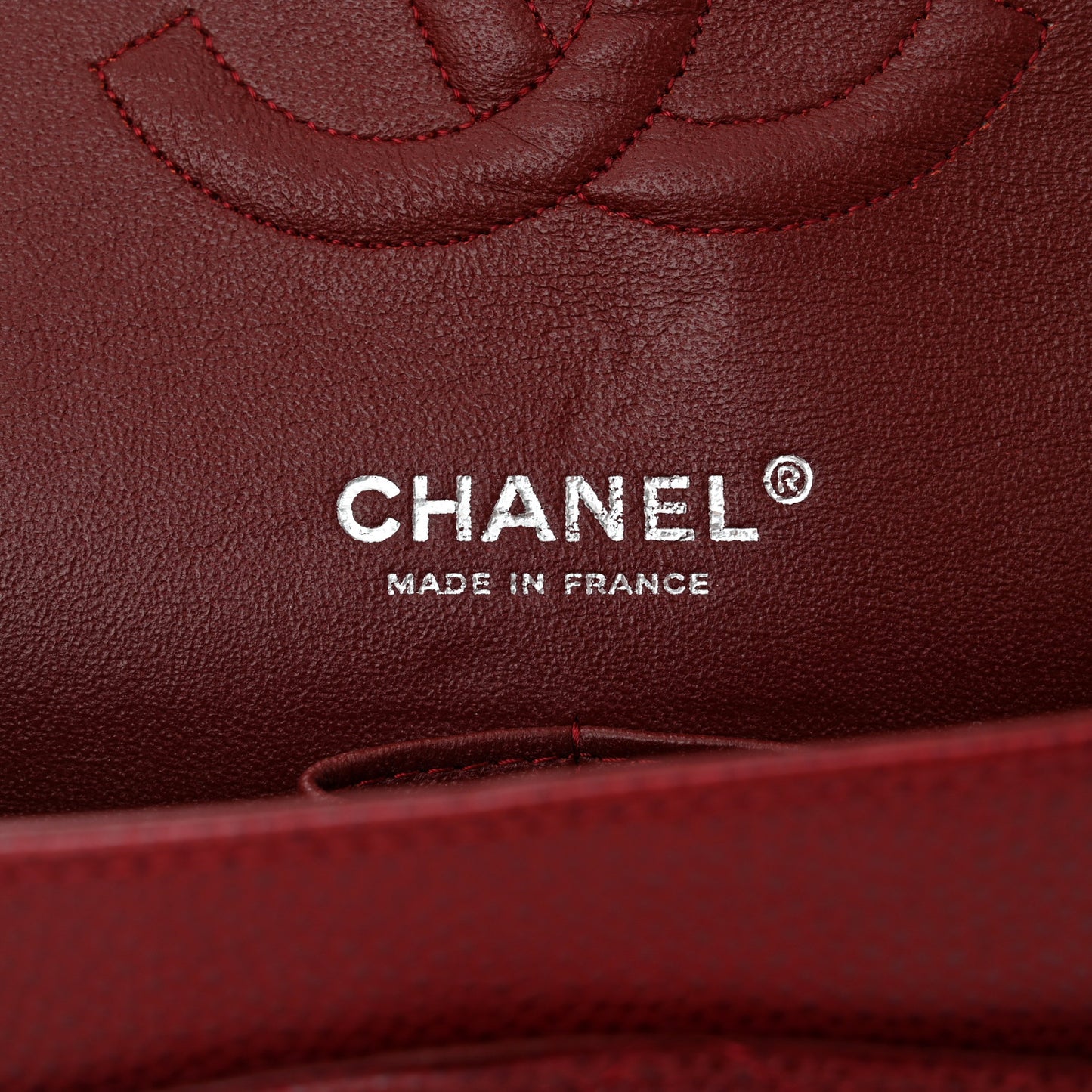 Caviar Quilted Medium Double Flap Dark Red