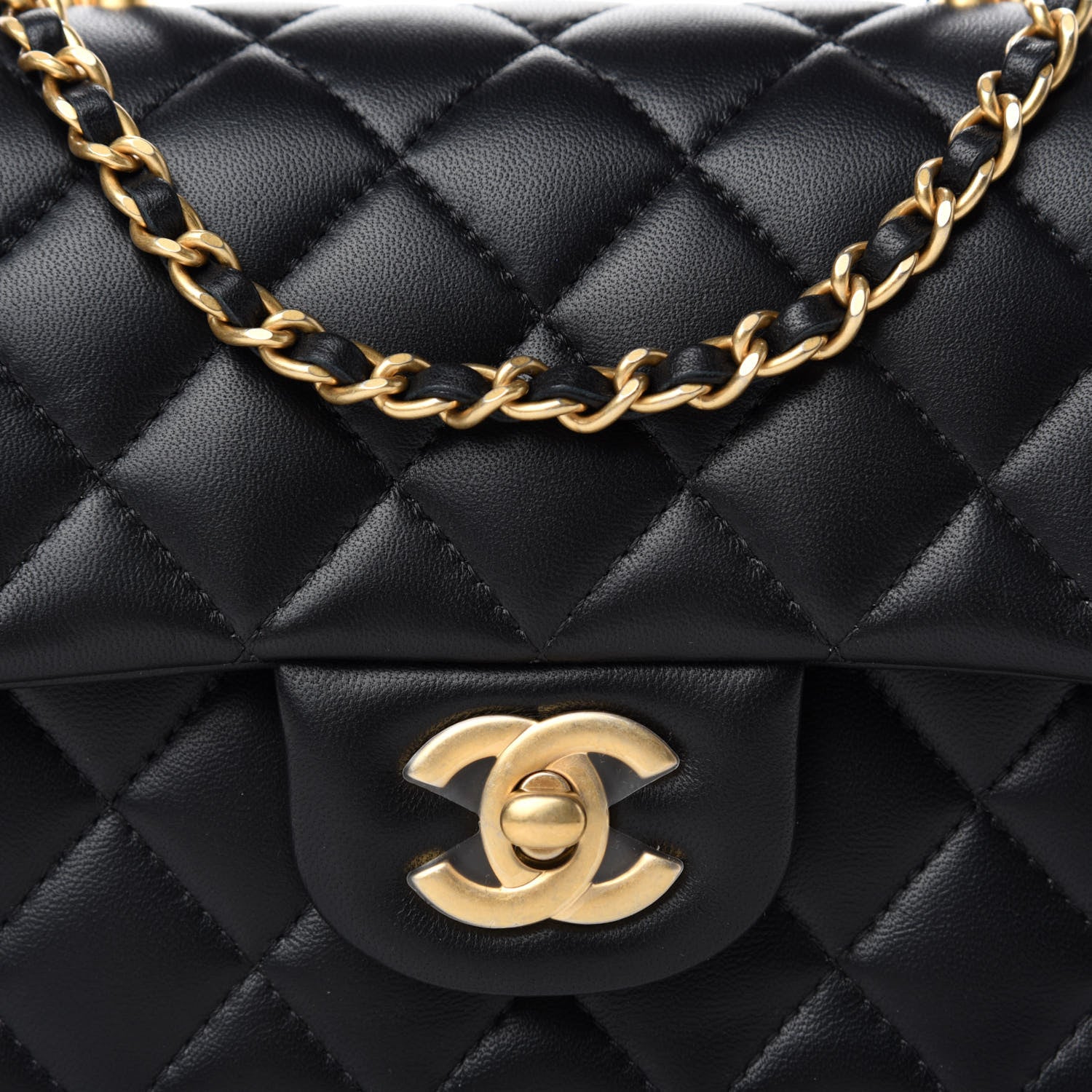Chanel Lambskin Quilted Mini Top Handle Rectangular Flap Black 10 of 11