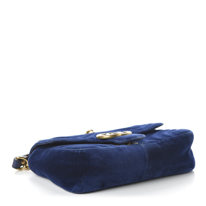 Gucci Velvet Matelasse Mini GG Marmont Shoulder Bag Cobalt Blue 4 of 11