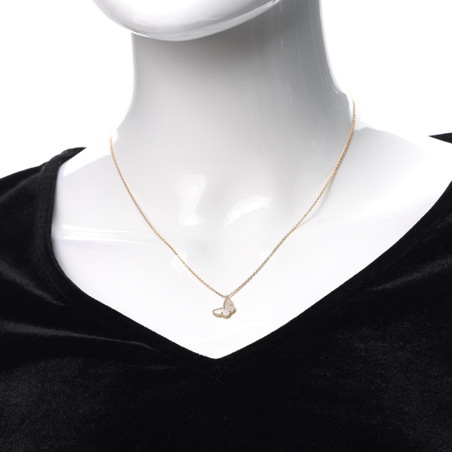 Van Cleef & Arpels 18K Yellow Gold Mother of Pearl Sweet Alhambra Butterfly Pendant Necklace 2 of 6