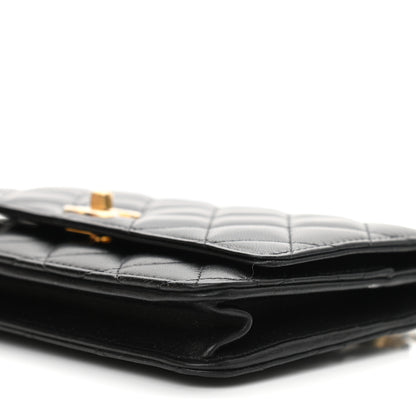 Chanel Lambskin Quilted CC Pearl Crush Wallet on Chain WOC Black 10 of 10