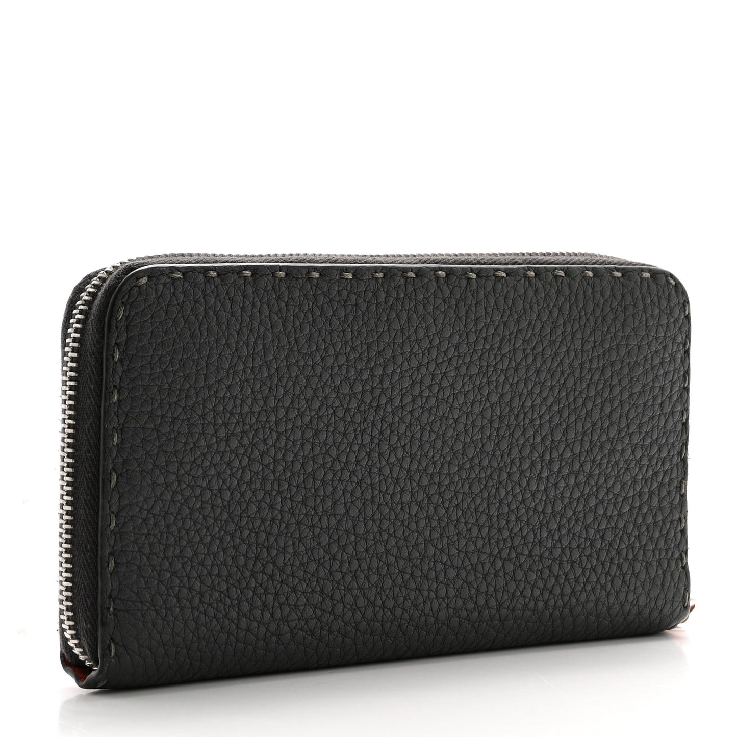 Cuoio Romano Lux Selleria Zip Around Wallet Asfalto Arancio