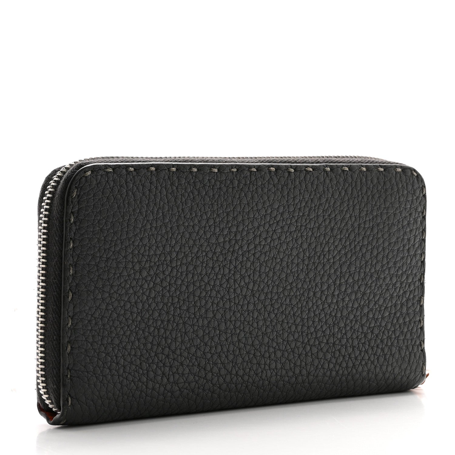 Fendi Cuoio Romano Lux Selleria Zip Around Wallet Asfalto Arancio 3 of 13