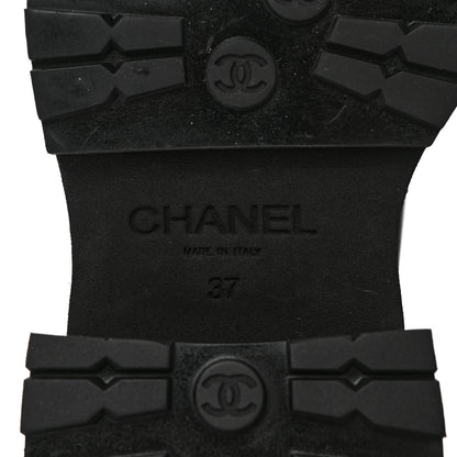 Chanel Crumpled Calfskin Patent Cap Toe Short Boots 37 Black 6 of 12
