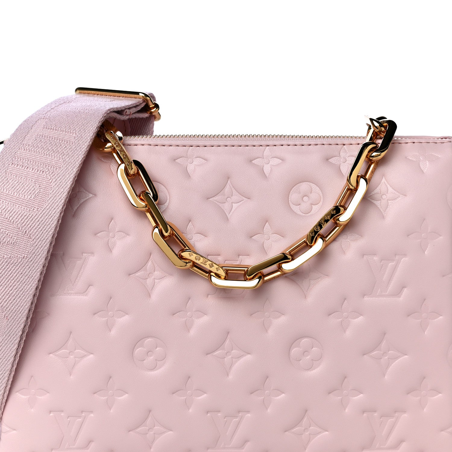 Louis Vuitton Lambskin Embossed Monogram Coussin PM Rose 7 of 13