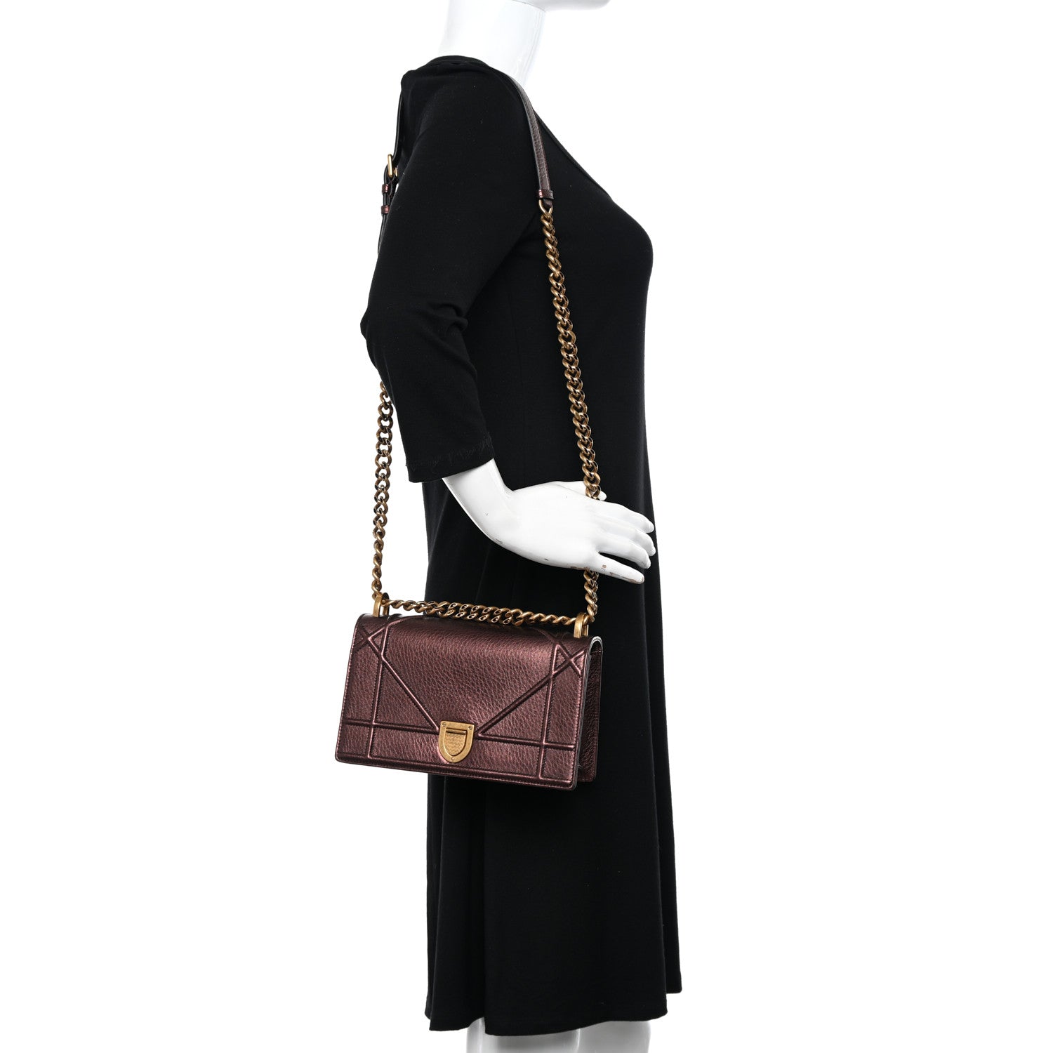 Christian Dior Metallic Grained Calfskin Small Diorama Flap Bag Noisette 2 of 9