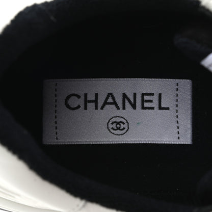 Chanel Grained Calfskin Fabric Womens Logo Sneakers 38.5 White Black 7 of 8