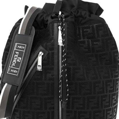 Fendi Mesh Cuoio Romano Vitello Stampa FF 1974 Embossed Logo Plate Mon Tresor Holdall Bag Black 7 of 9