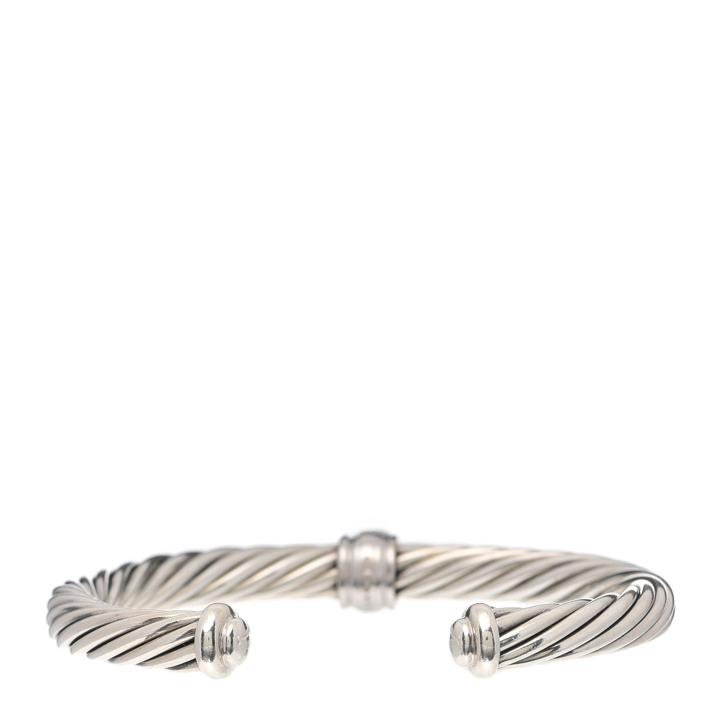 Sterling Silver 18K White Gold Diamond 7mm Cable Classics Station Bracelet