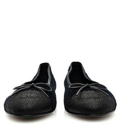 Chanel Tweed Caviar Cap Toe Ballerina Flats 39.5 Black 2 of 7