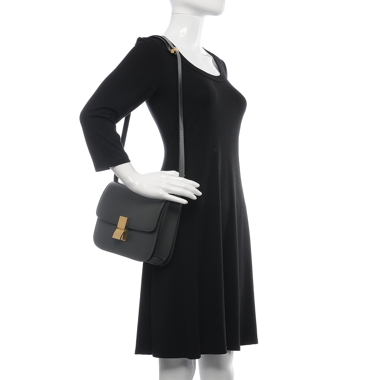 Celine Box Calfskin Medium Classic Box Flap Bag Anthracite 2 of 8