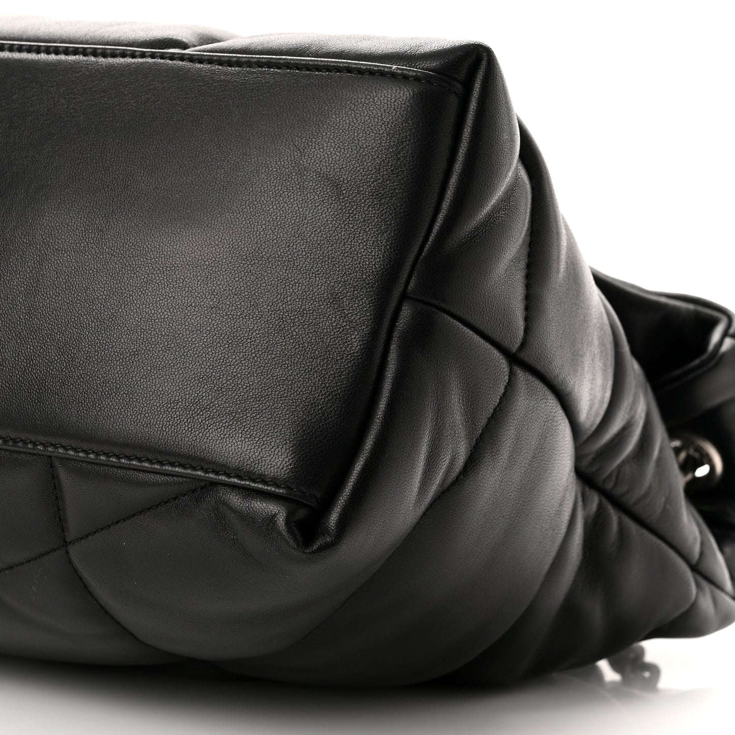 Lambskin Quilted Medium Loulou Puffer Monogram Chain Satchel Black