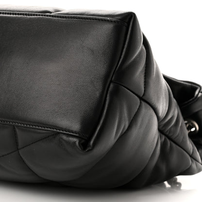 Saint Laurent Lambskin Quilted Medium Loulou Puffer Monogram Chain Satchel Black 10 of 11