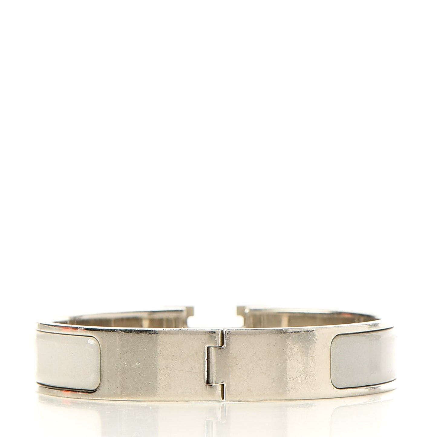 Enamel Narrow Clic Clac H Bracelet PM Blanc Gris Clair