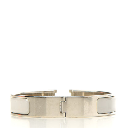 Hermes Enamel Narrow Clic Clac H Bracelet PM Blanc Gris Clair 3 of 7