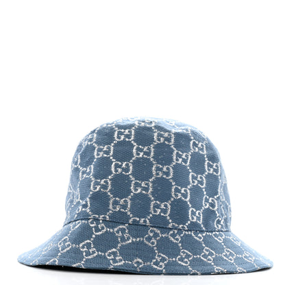 Gucci Canvas Lame GG Monogram Bucket Hat XS Light Blue Silver 4 of 9