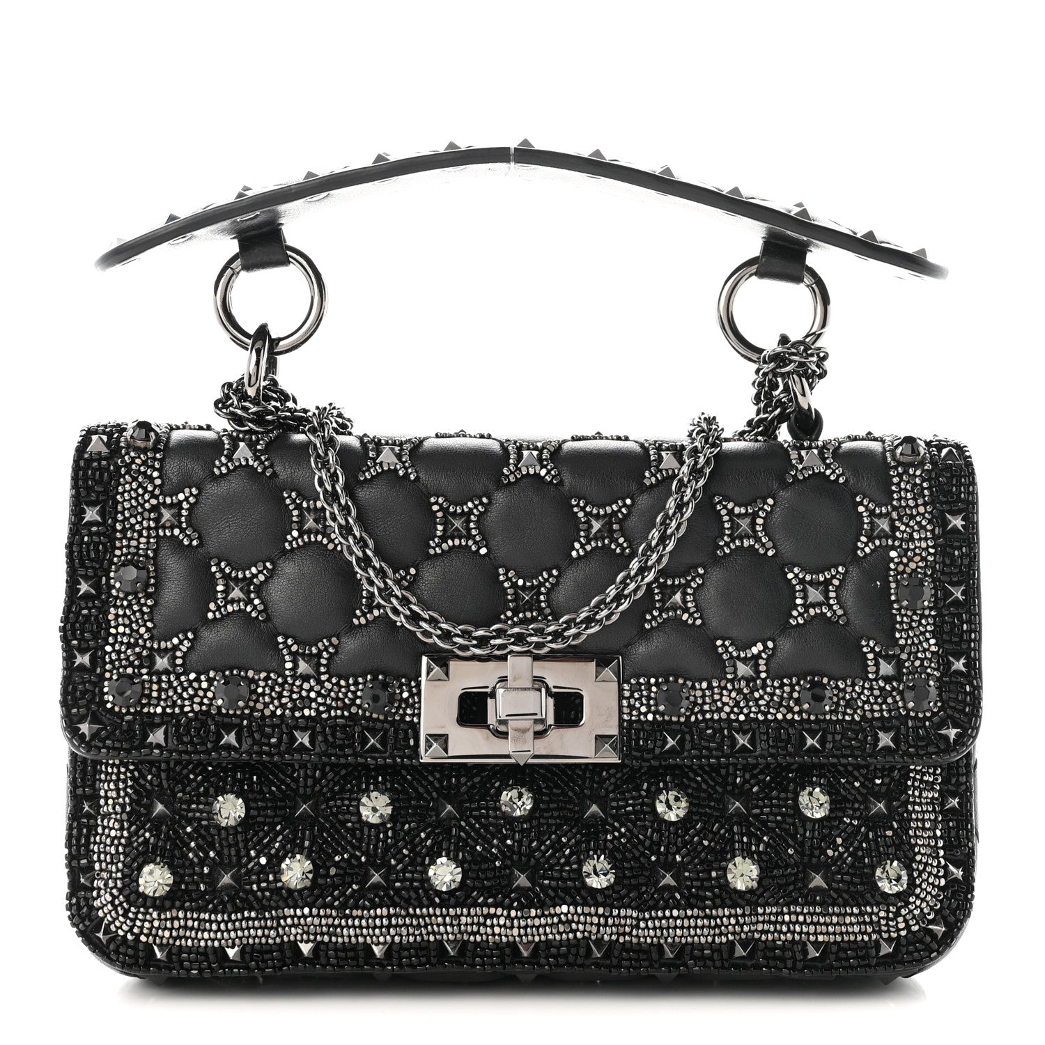 Valentino Garavani Beaded Small Rockstud Spike It Shoulder Bag Black 1 of 9