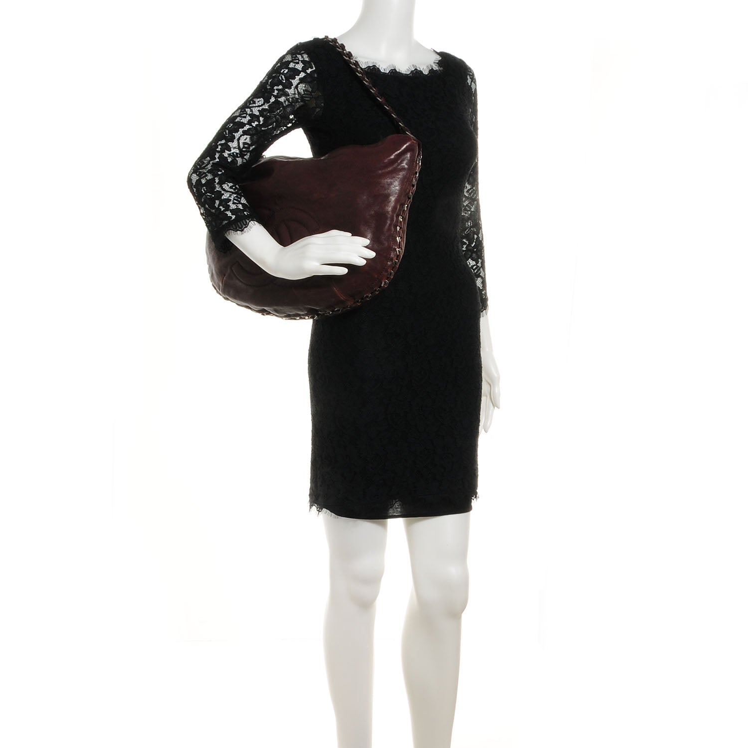 Chanel Distressed Leather Modern Chain Hobo Brown 2 of 7
