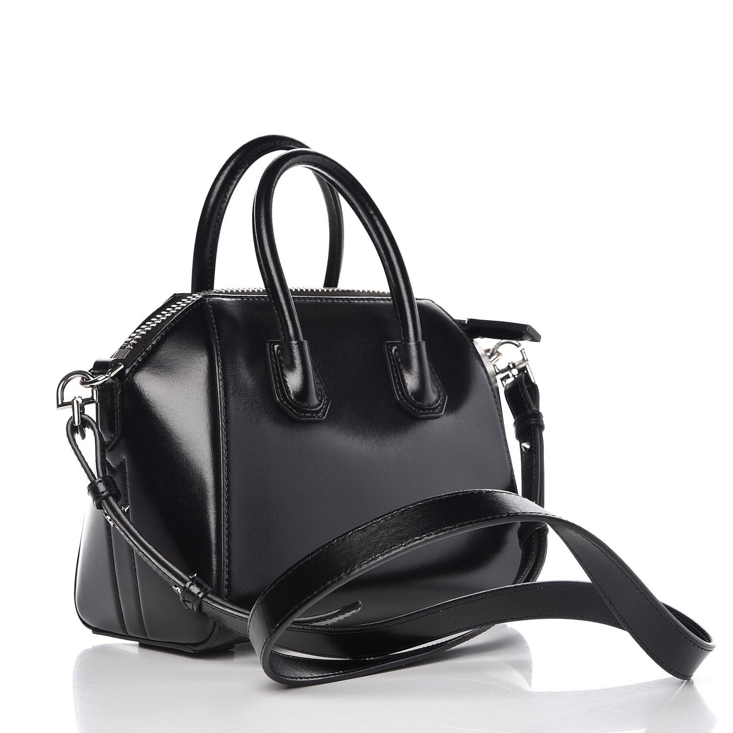 Shiny Lord Calfskin Mini Antigona Black