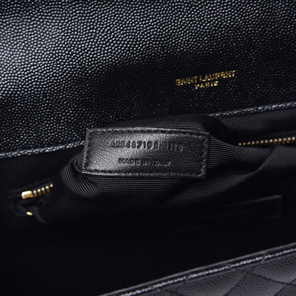 Saint Laurent Grain De Poudre Textured Mixed Matelasse Large Triquilt Monogram Satchel Black 8 of 11