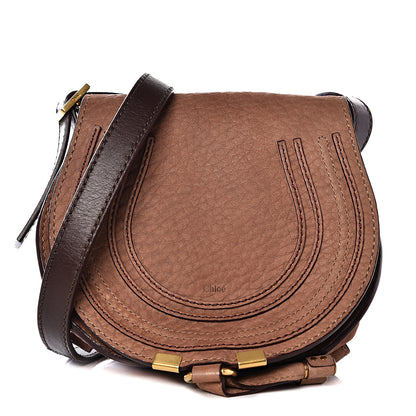 Chloe Nubuck Calfskin Mini Marcie Round Crossbody Bag Nut 1 of 12