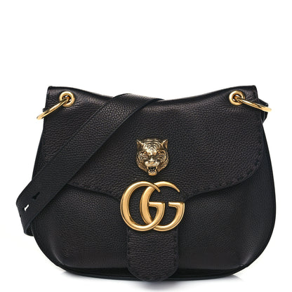 Gucci Cellarius Calfskin Feline GG Marmont Flap Shoulder Bag Black 1 of 9