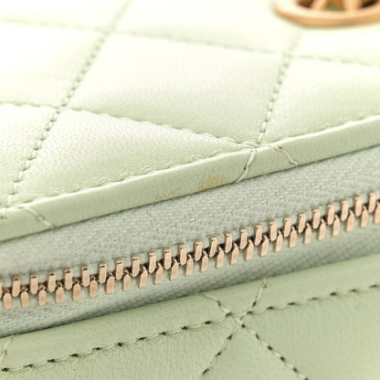 Chanel Lambskin Quilted Pearl Crush Mini Vanity Case With Chain Light Green 11 of 11