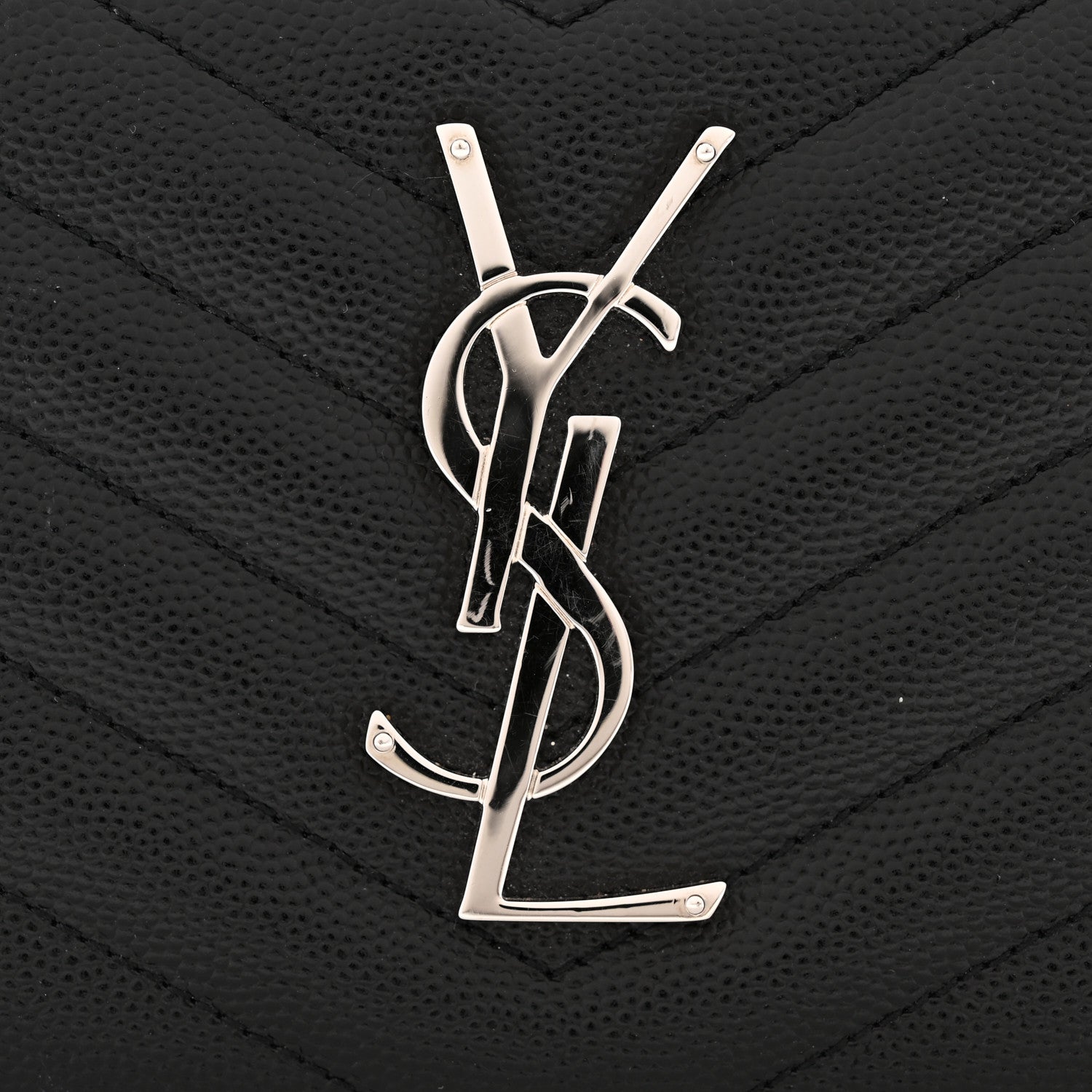 Saint Laurent Grain De Poudre Matelasse Chevron Monogram Zip Around Wallet Black 8 of 8