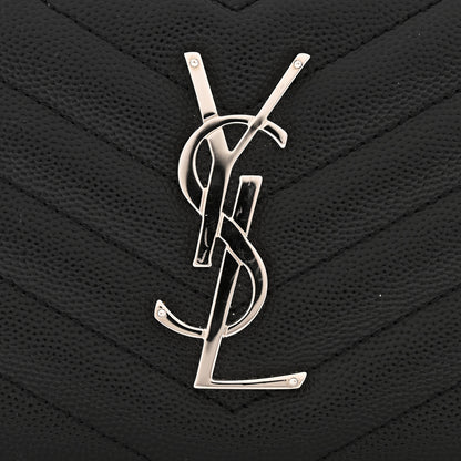 Saint Laurent Grain De Poudre Matelasse Chevron Monogram Zip Around Wallet Black 8 of 8