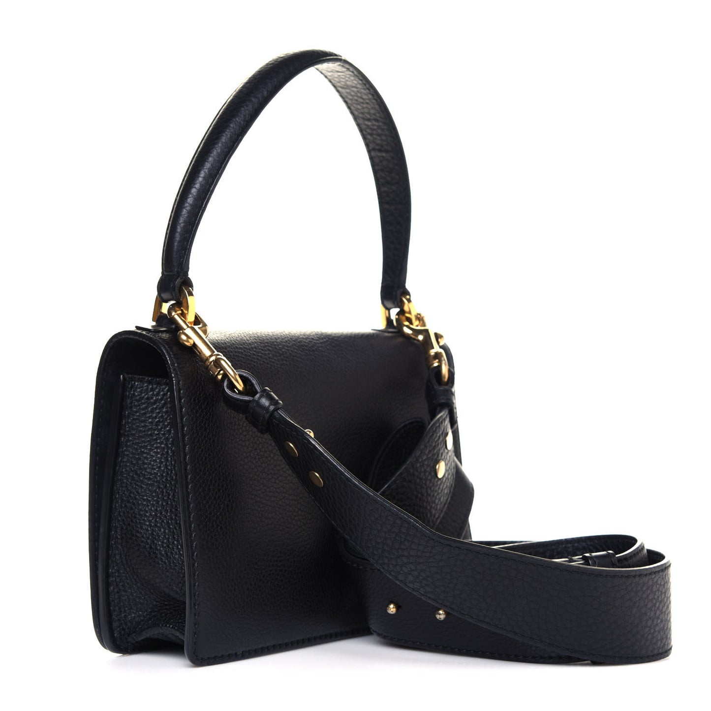 Grained Calfskin Dio(r)evolution Top Handle Flap Bag Black