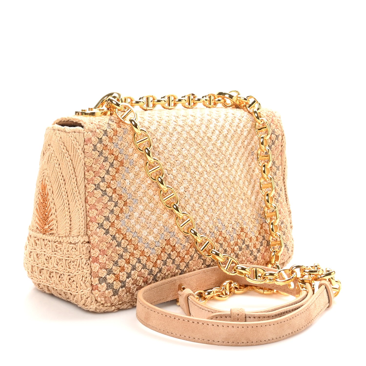 Christian Dior Cotton Knit Small Caro Bag Beige 3 of 9