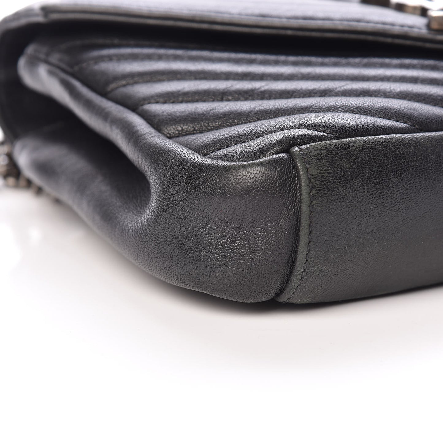 Sheepskin Matelasse Chevron Monogram Medium College Bag Black