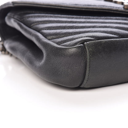 Saint Laurent Sheepskin Matelasse Chevron Monogram Medium College Bag Black 11 of 12