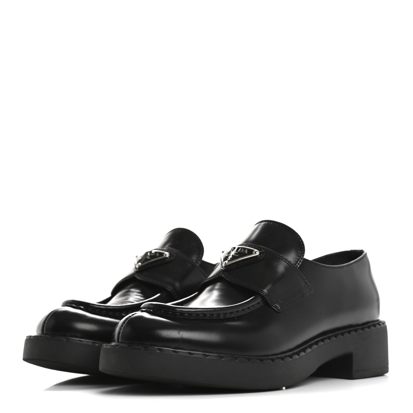 Spazzolato Metal Triangle Logo 50mm Loafers 37 Black