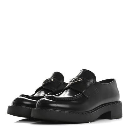 Prada Spazzolato Metal Triangle Logo 50mm Loafers 37 Black 4 of 13