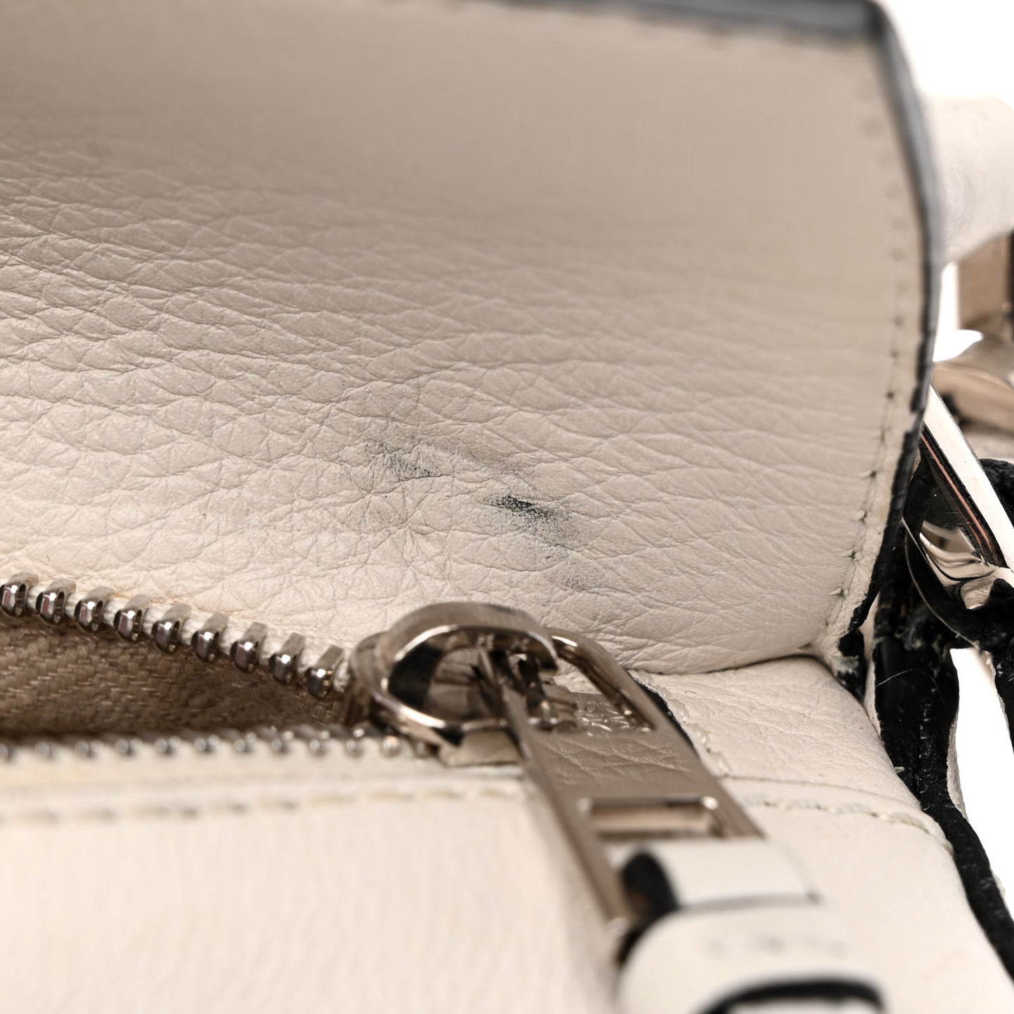 Grained Calfskin Small Puzzle Bag White