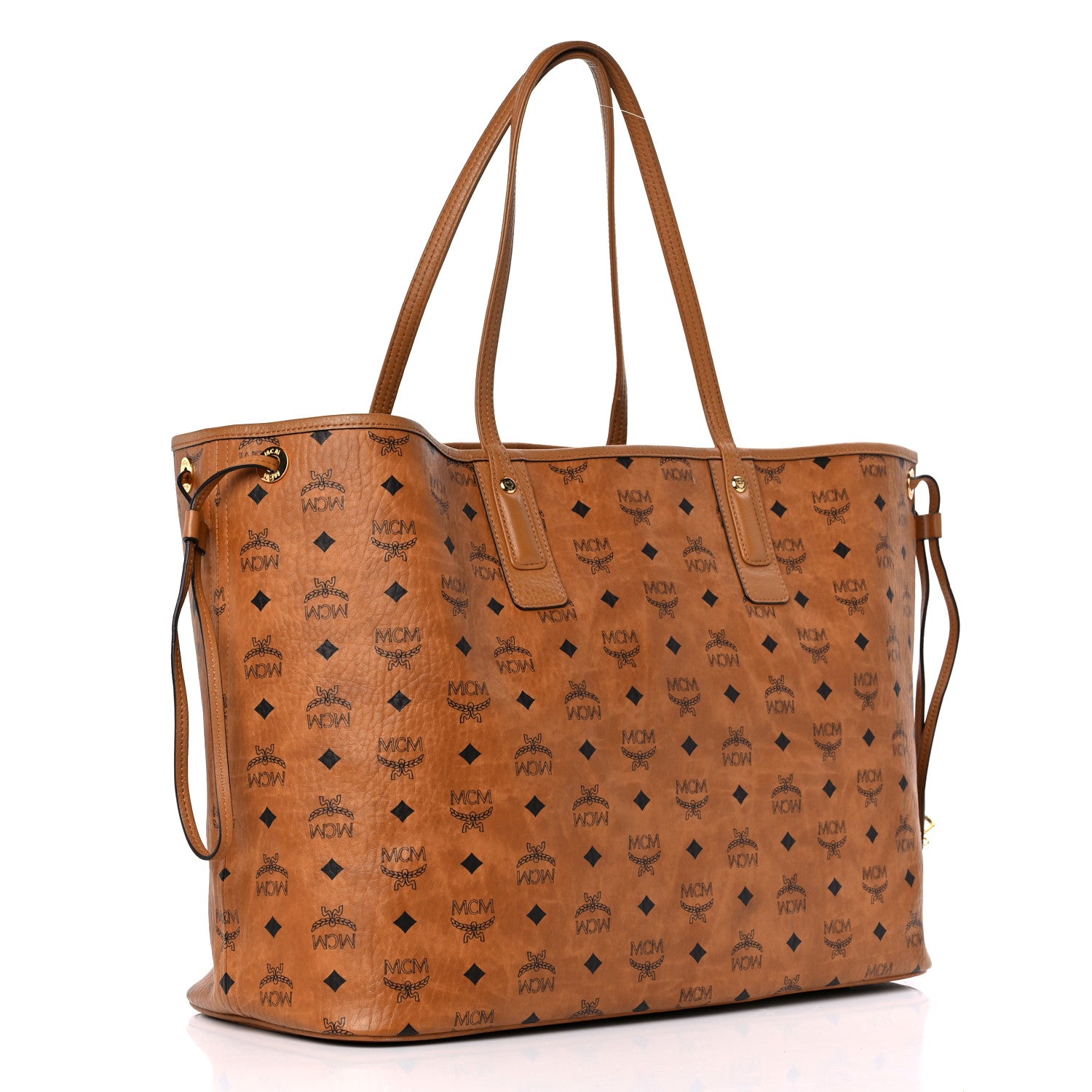 MCM Visetos Large Liz Reversible Shopper Tote Cognac 3 of 14