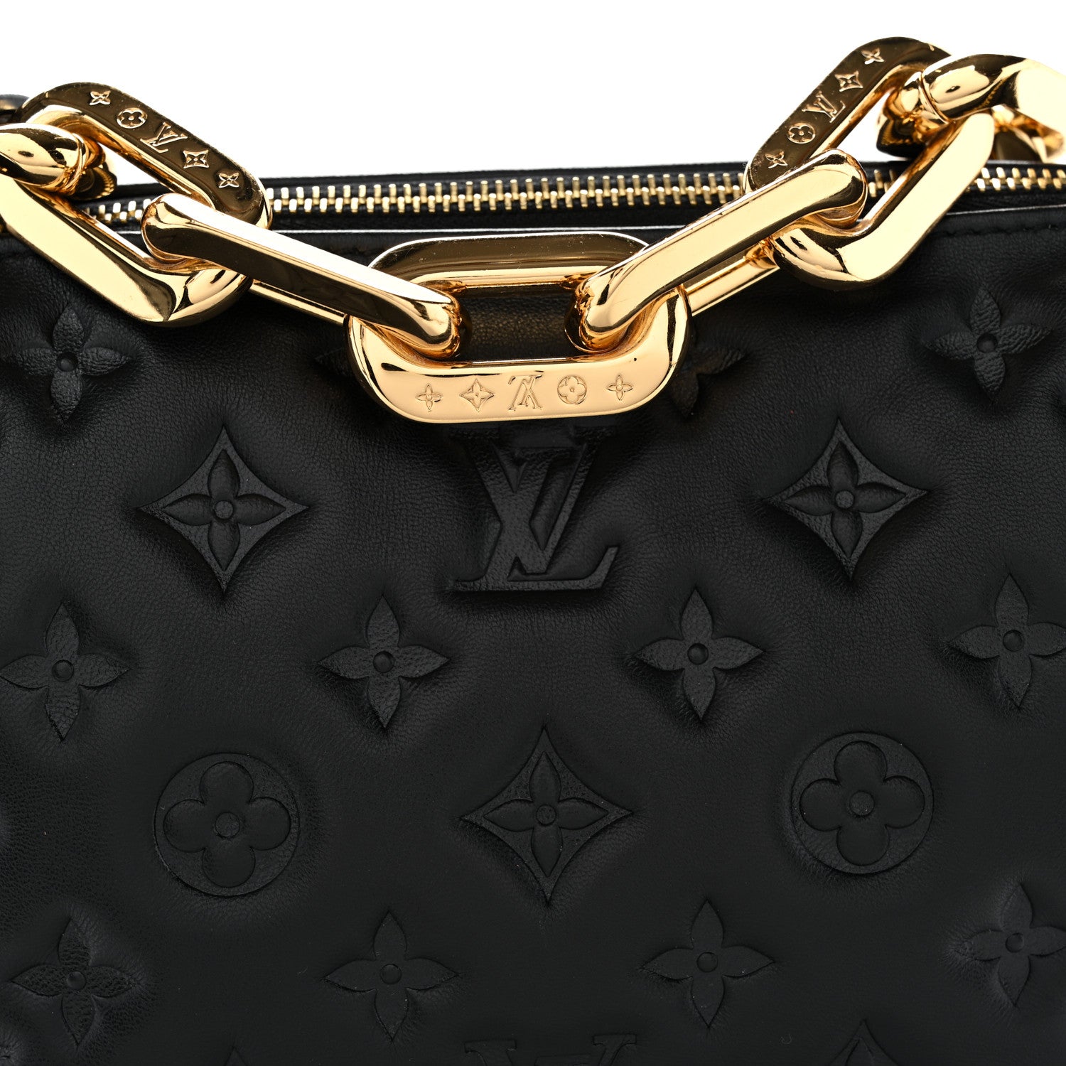 Louis Vuitton Lambskin Embossed Monogram Coussin BB Black 8 of 10