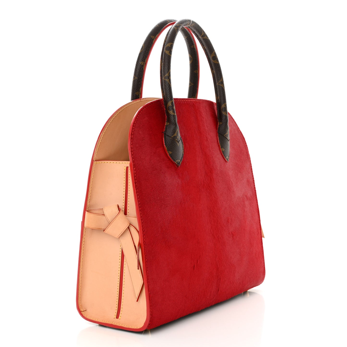 Monogram Calf Hair Spikes Iconoclasts Christian Louboutin Tote Red