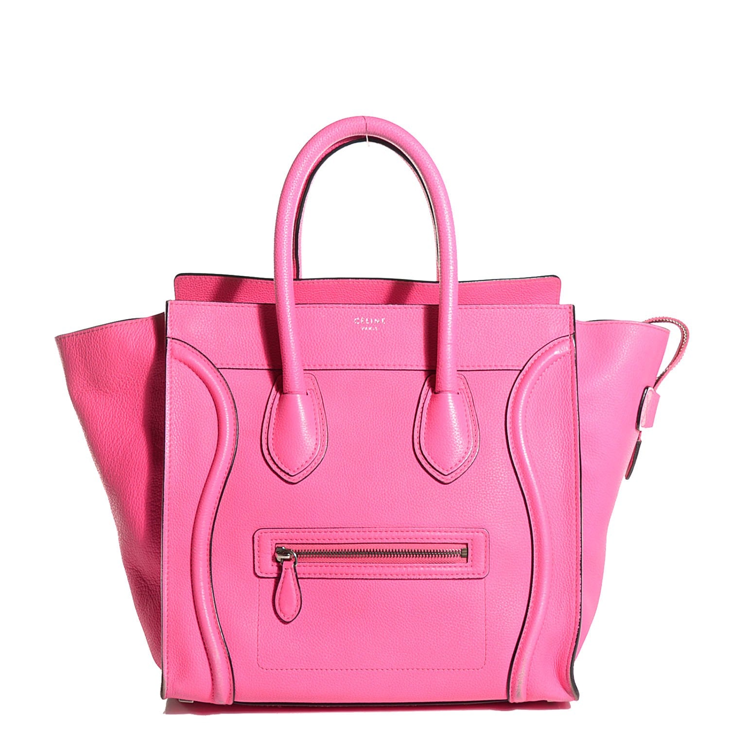 Celine Drummed Calfskin Mini Luggage Fluo Pink 8 of 14