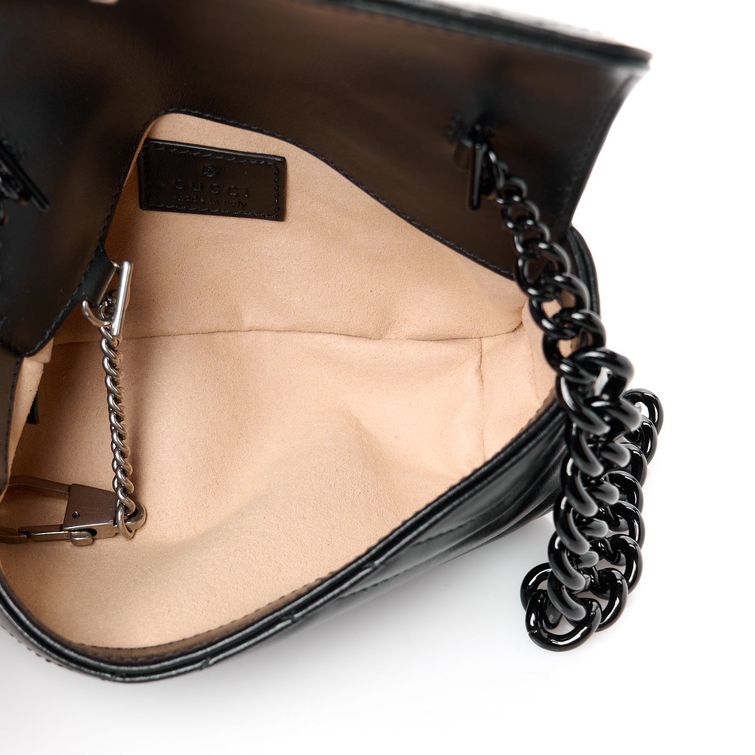 Gucci Calfskin Matelasse Monochrome GG Marmont Chain Belt Bag Black 5 of 11