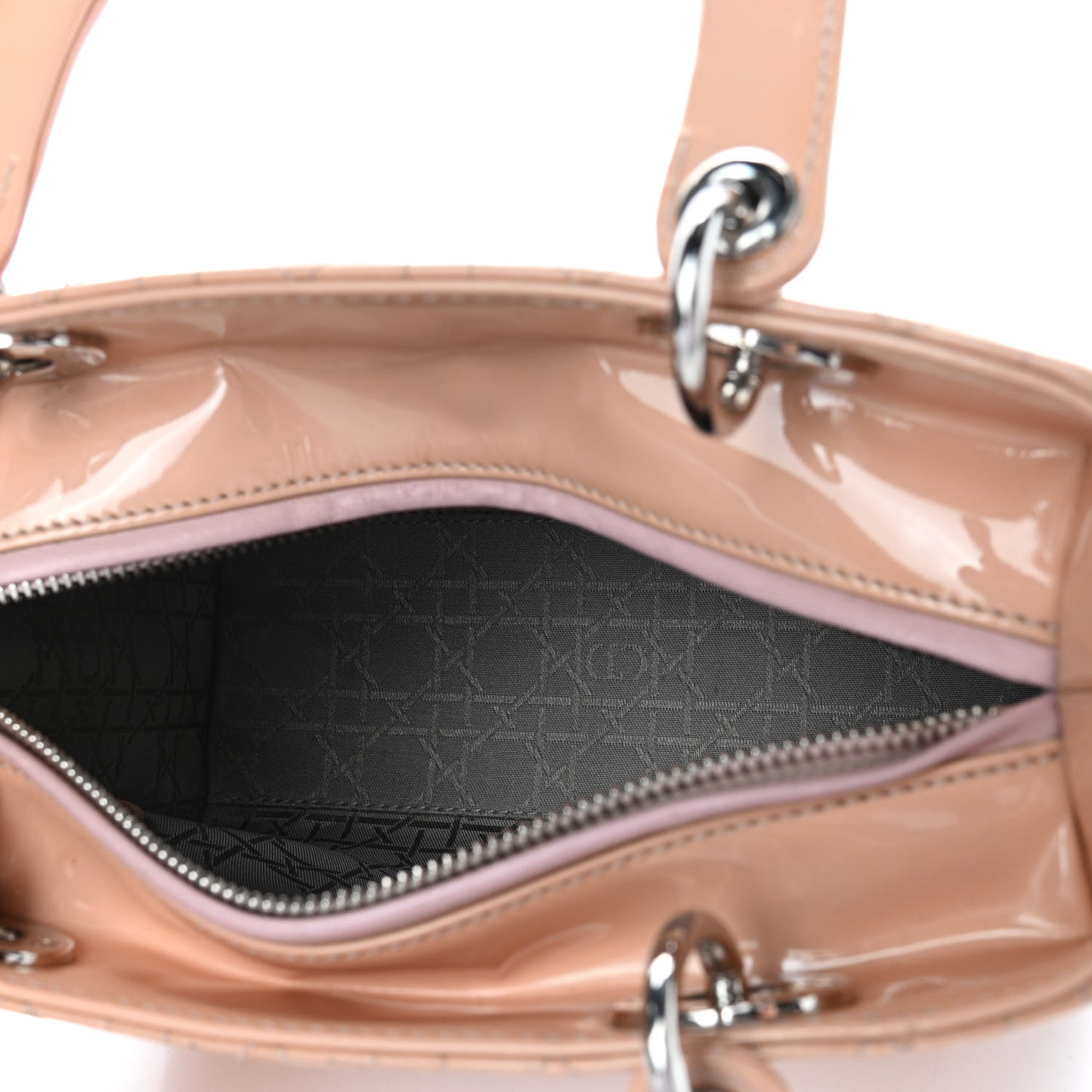 Patent Cannage Medium Lady Dior Rose Clair