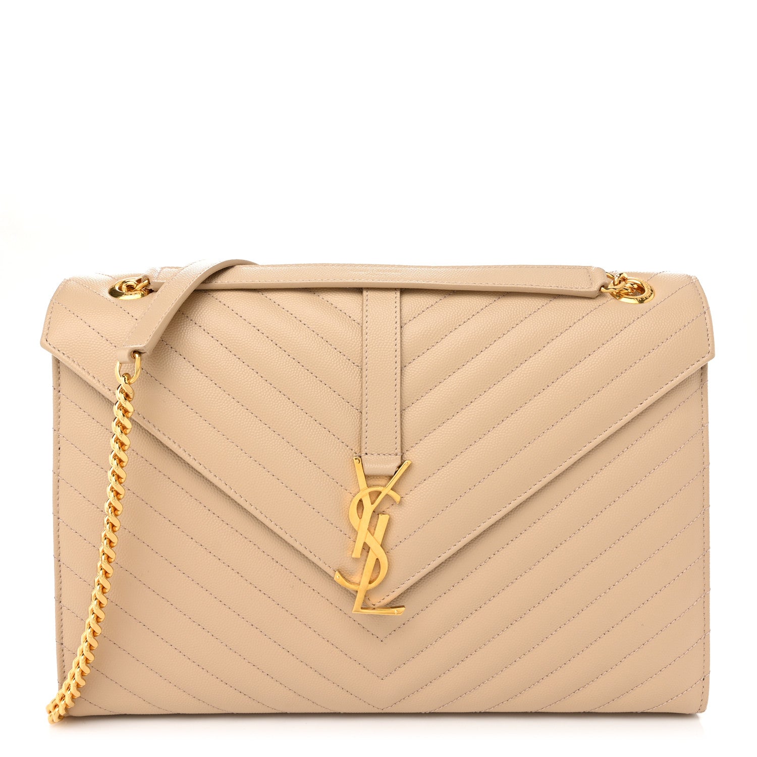Saint Laurent Grain De Poudre Matelasse Chevron Large Monogram Satchel Nude Powder 1 of 10