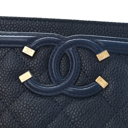 Chanel Caviar Quilted Filigree Card Holder Navy Blue 9 of 9